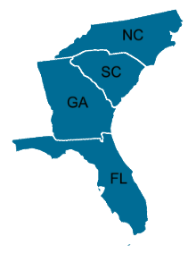 New-Branded-Green-Map Southeast Region Map