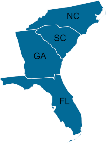 Southeast Region Map Southeast Region Map
