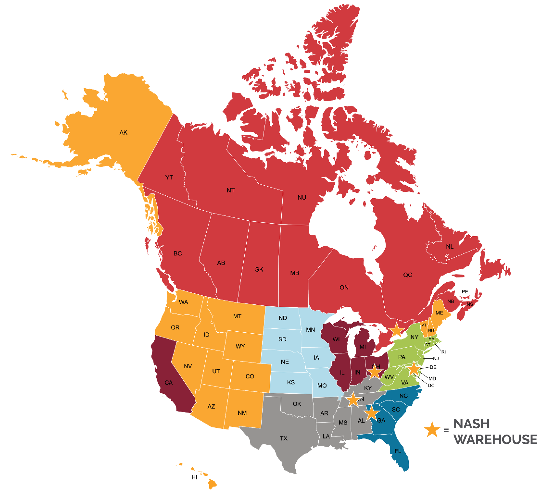 Nash Map USA Canada